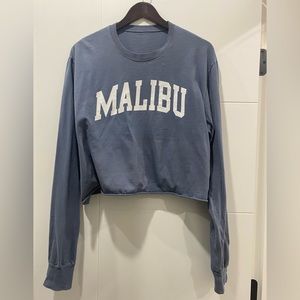 Pacsun Top | Pacsun John Galt Blue Malibu Cropped Long Sleeve